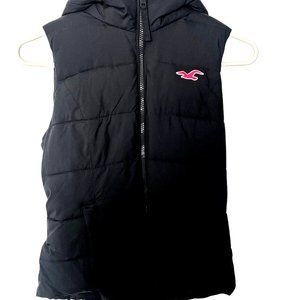 Hollister hooded fleece lined puffy vest XS Navy